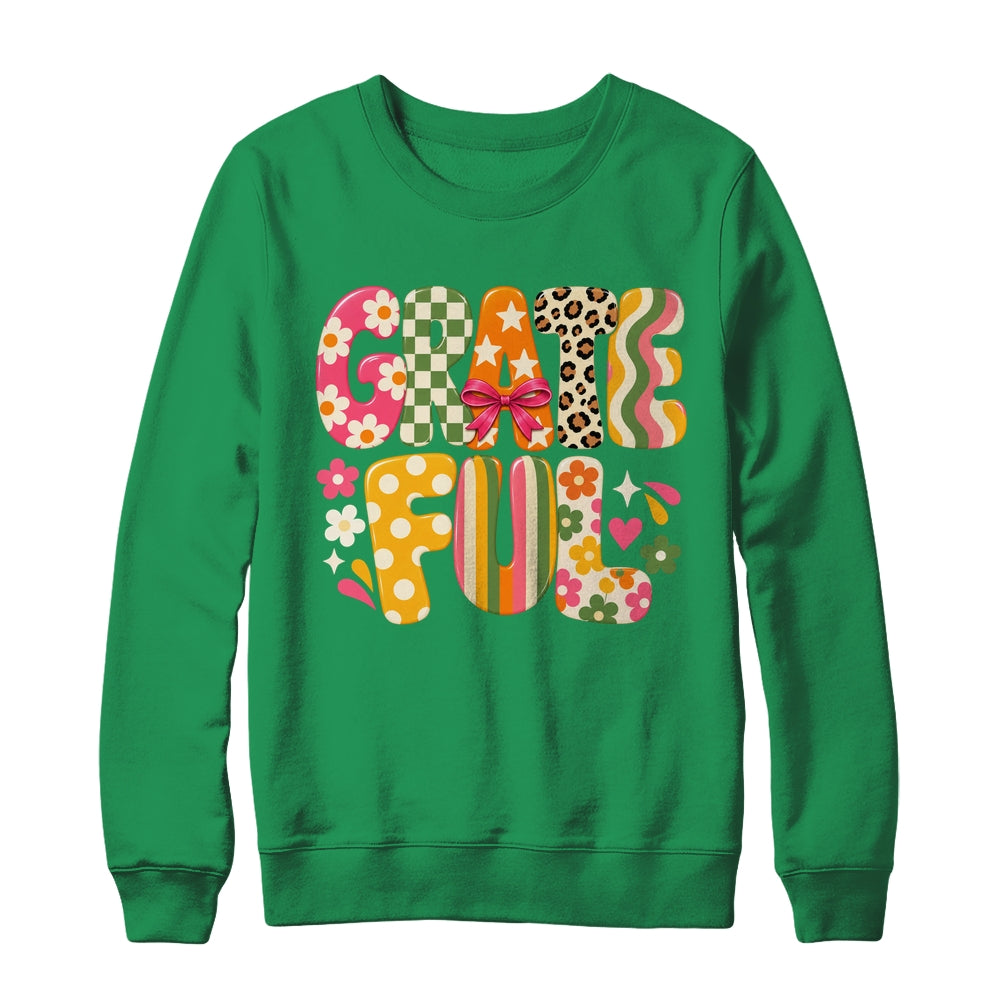Grateful Preppy Fall Season Thanksgiving Faith Christian Shirt & Sweatshirt | teecentury