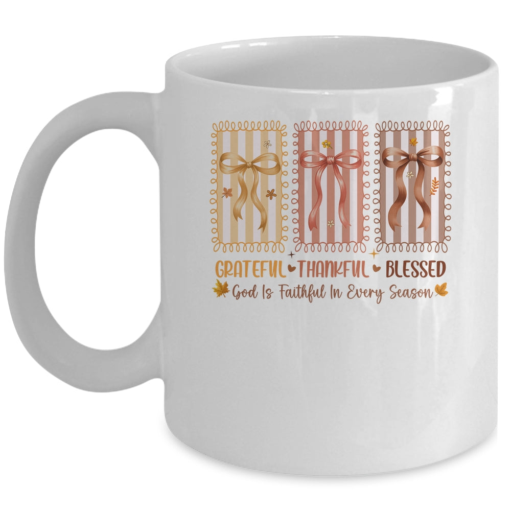 Grateful Thankful Blessed Coquette Fall Season Christian Mug | teecentury