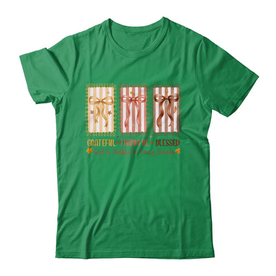 Grateful Thankful Blessed Coquette Fall Season Christian Shirt & Sweatshirt | teecentury