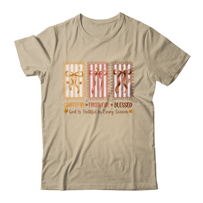Grateful Thankful Blessed Coquette Fall Season Christian Shirt & Sweatshirt | teecentury