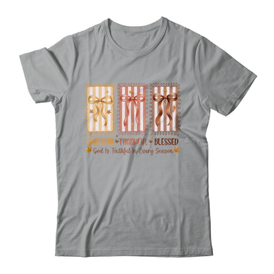 Grateful Thankful Blessed Coquette Fall Season Christian Shirt & Sweatshirt | teecentury