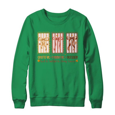 Grateful Thankful Blessed Coquette Fall Season Christian Shirt & Sweatshirt | teecentury