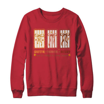 Grateful Thankful Blessed Coquette Fall Season Christian Shirt & Sweatshirt | teecentury