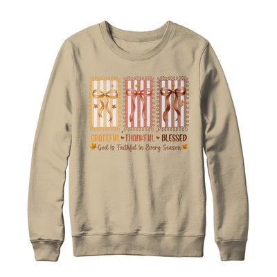Grateful Thankful Blessed Coquette Fall Season Christian Shirt & Sweatshirt | teecentury