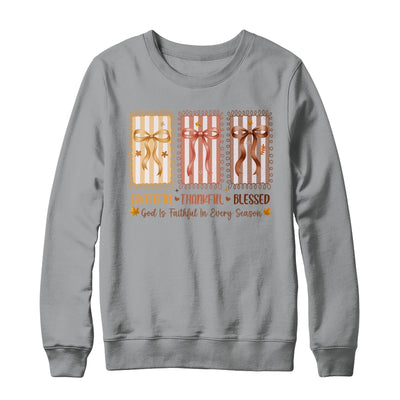 Grateful Thankful Blessed Coquette Fall Season Christian Shirt & Sweatshirt | teecentury