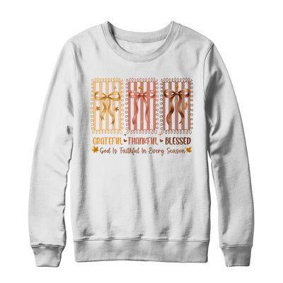 Grateful Thankful Blessed Coquette Fall Season Christian Shirt & Sweatshirt | teecentury