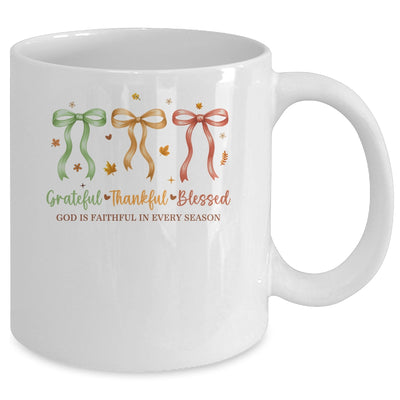 Grateful Thankful Blessed Coquette Fall Season Faith Autumn Mug | teecentury