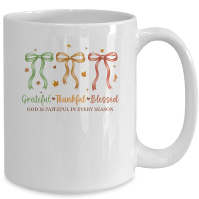 Grateful Thankful Blessed Coquette Fall Season Faith Autumn Mug | teecentury