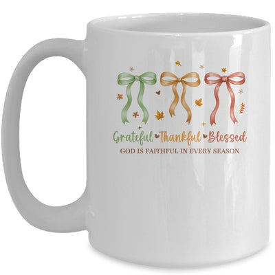 Grateful Thankful Blessed Coquette Fall Season Faith Autumn Mug | teecentury