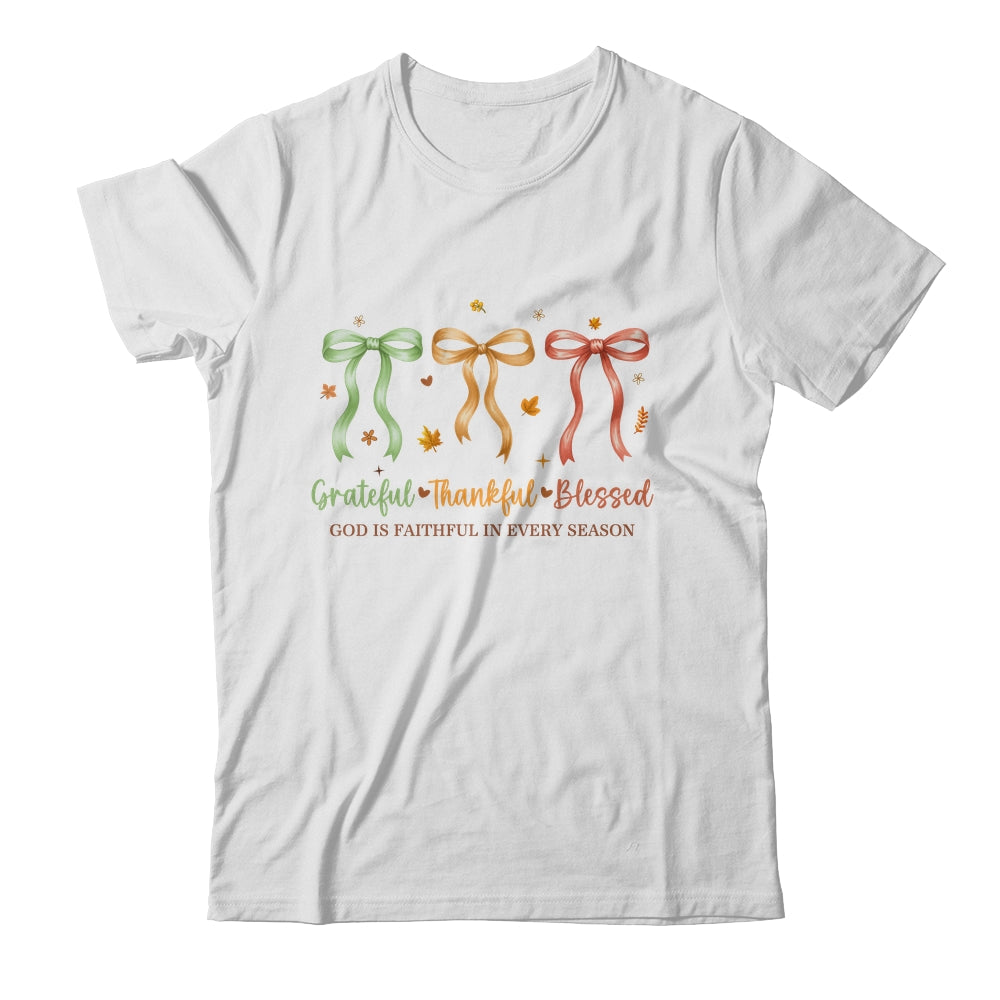 Grateful Thankful Blessed Coquette Fall Season Faith Autumn Shirt & Sweatshirt | teecentury