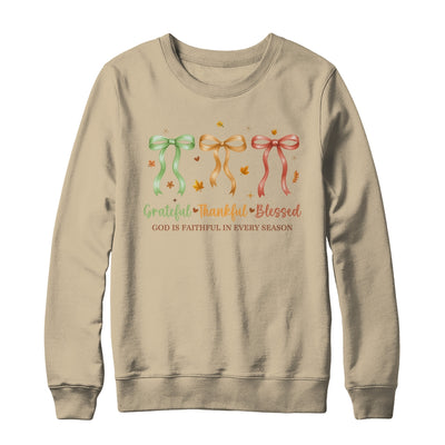 Grateful Thankful Blessed Coquette Fall Season Faith Autumn Shirt & Sweatshirt | teecentury