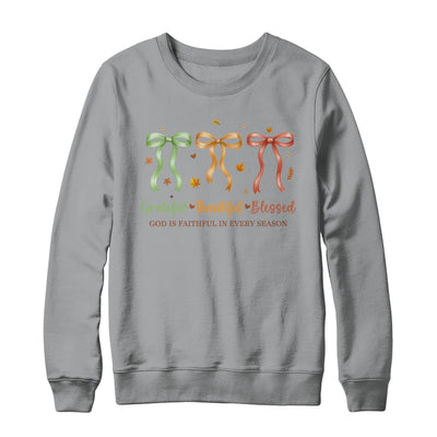Grateful Thankful Blessed Coquette Fall Season Faith Autumn Shirt & Sweatshirt | teecentury