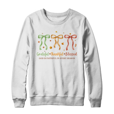 Grateful Thankful Blessed Coquette Fall Season Faith Autumn Shirt & Sweatshirt | teecentury