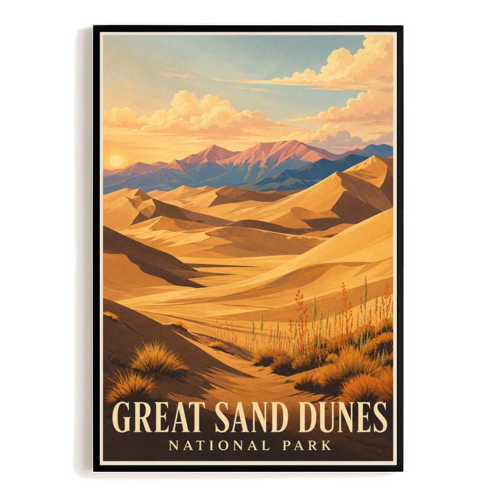 Great Sand Dunes National Park Travel Poster Colorado Desert Landscape Vintage Wall Art Print Painting Picture For Home Living Room Office Bedroom Decor Unframed | teecentury