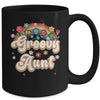 Groovy Aunt Retro Hippie Peace Sign Floral Mothers Day Mug | teecentury