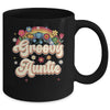 Groovy Auntie Retro Hippie Peace Sign Floral Mothers Day Mug | teecentury