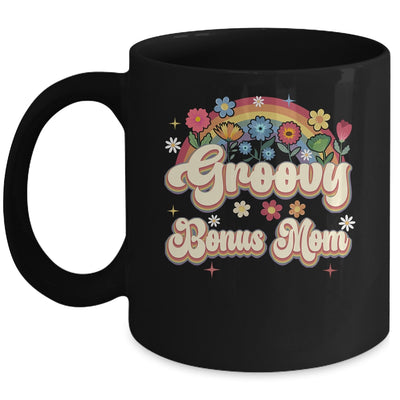 Groovy Bonus Mom Retro Hippie Peace Sign Floral Mothers Day Mug | teecentury