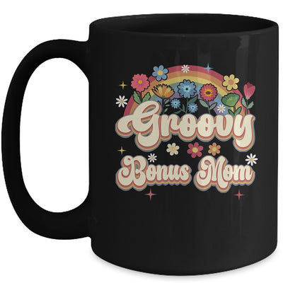 Groovy Bonus Mom Retro Hippie Peace Sign Floral Mothers Day Mug | teecentury