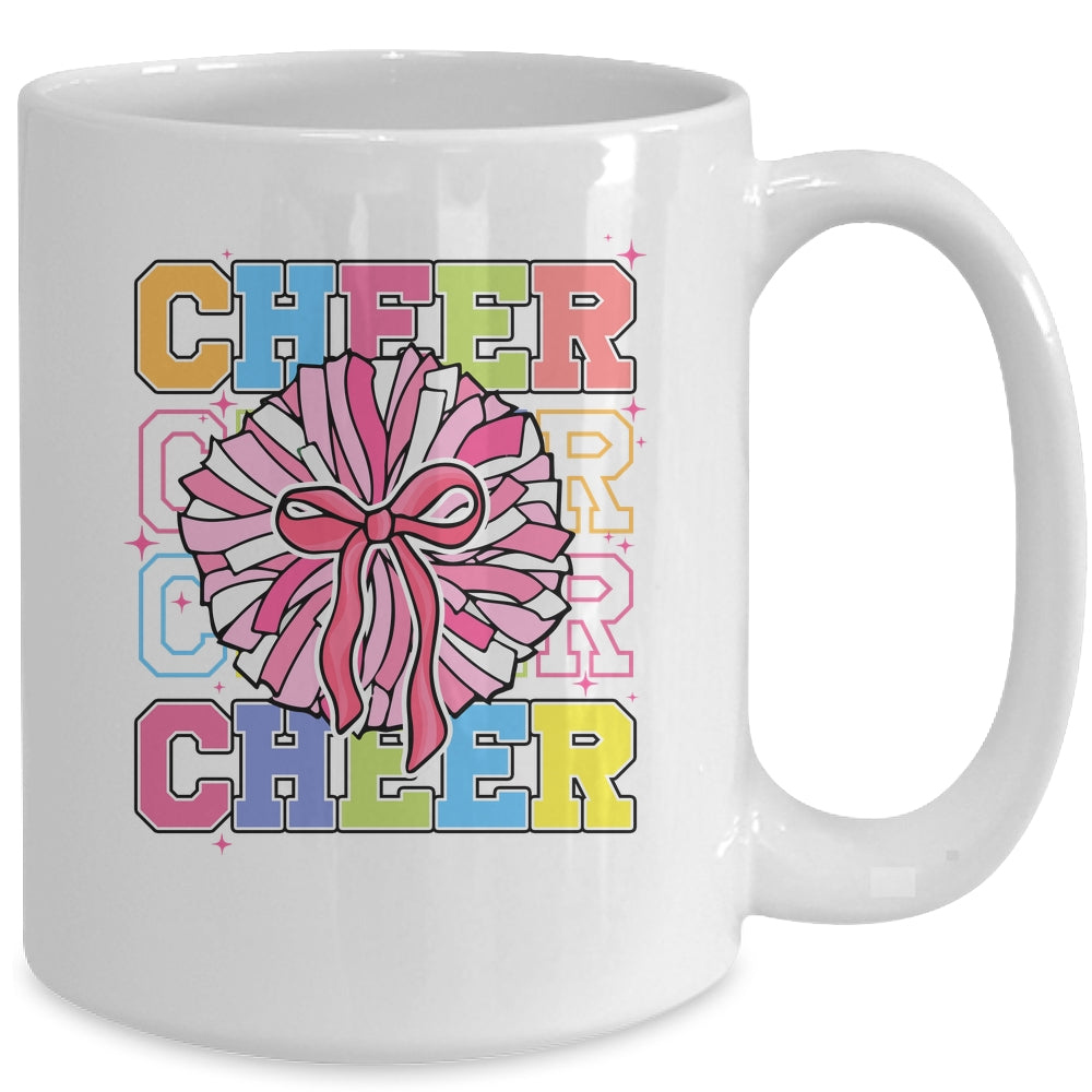 Groovy Cheer Coquette Bow Cheerleading Lover Cheerleader Mug | teecentury