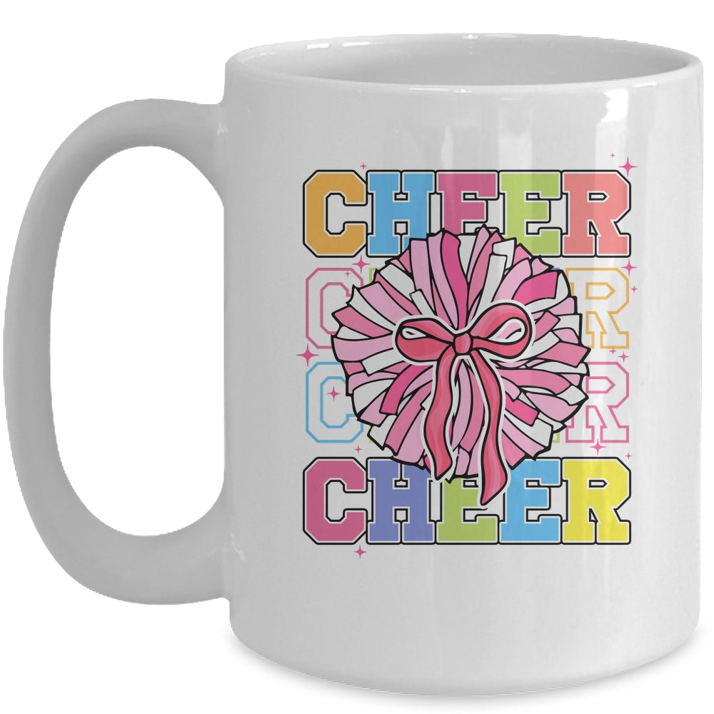 Groovy Cheer Coquette Bow Cheerleading Lover Cheerleader Mug | teecentury