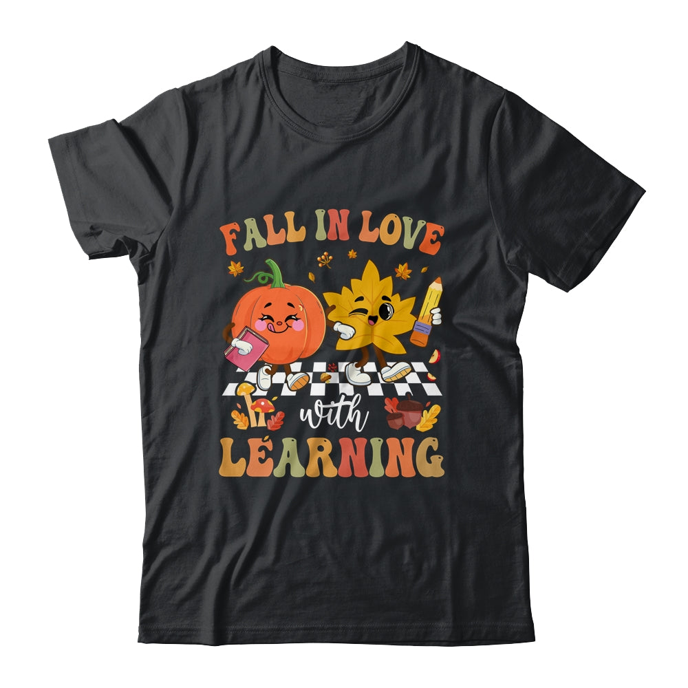 Groovy Fall In Love With Learning Pumpkin Autumn Teacher Shirt & Hoodie | teecentury