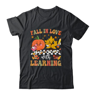 Groovy Fall In Love With Learning Pumpkin Autumn Teacher Shirt & Hoodie | teecentury