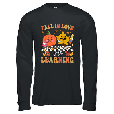 Groovy Fall In Love With Learning Pumpkin Autumn Teacher Shirt & Hoodie | teecentury