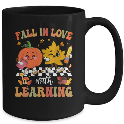 Groovy Fall In Love With Learning Pumpkin Autumn Teacher Mug | teecentury