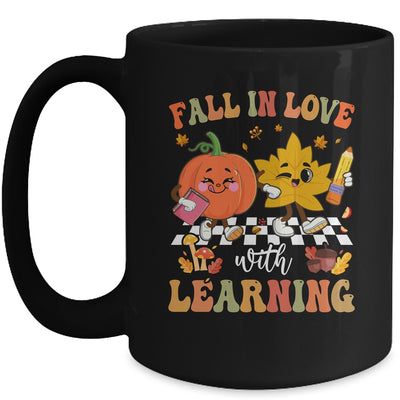 Groovy Fall In Love With Learning Pumpkin Autumn Teacher Mug | teecentury