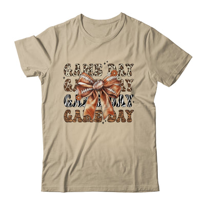 Groovy Game Day Cow Leopard Football Lovers Coquette Bow Shirt & Sweatshirt | teecentury