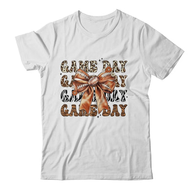 Groovy Game Day Cow Leopard Football Lovers Coquette Bow Shirt & Sweatshirt | teecentury