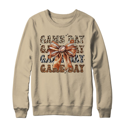 Groovy Game Day Cow Leopard Football Lovers Coquette Bow Shirt & Sweatshirt | teecentury