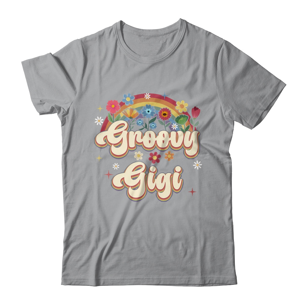 Groovy Gigi Retro Hippie Peace Sign Floral Mothers Day Shirt & Tank Top | teecentury