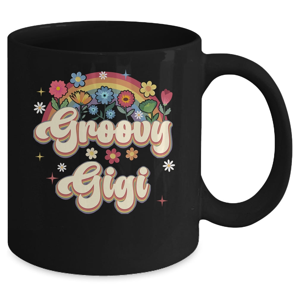 Groovy Gigi Retro Hippie Peace Sign Floral Mothers Day Mug | teecentury