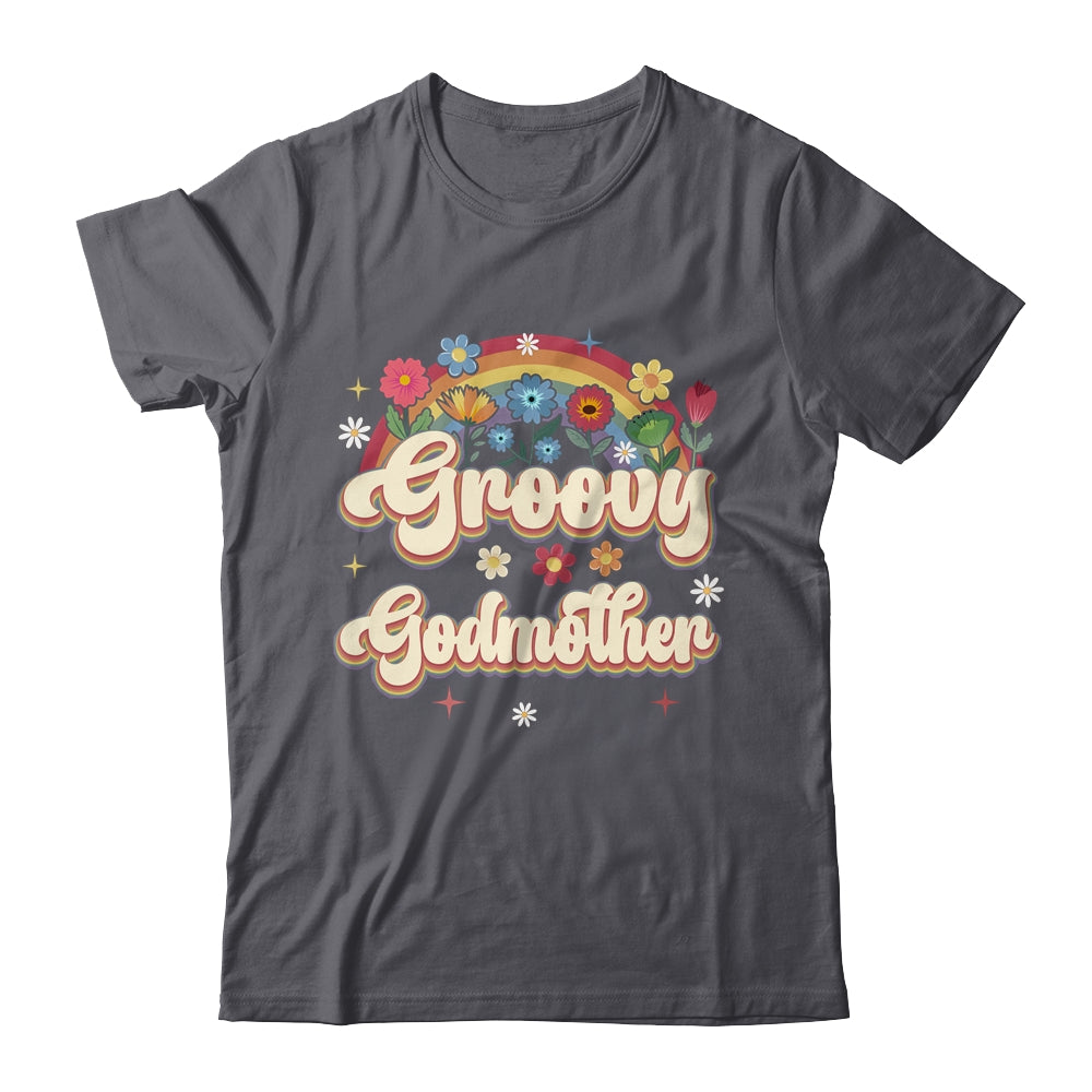 Groovy Godmother Retro Hippie Peace Sign Floral Mothers Day Shirt & Tank Top | teecentury