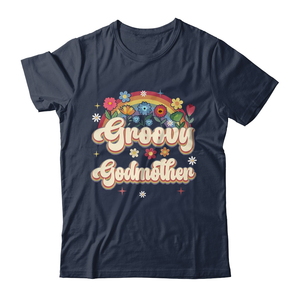 Groovy Godmother Retro Hippie Peace Sign Floral Mothers Day Shirt & Tank Top | teecentury