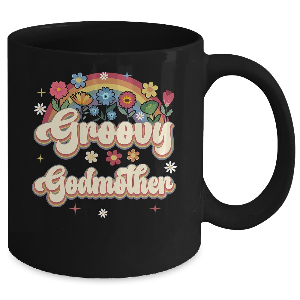 Groovy Godmother Retro Hippie Peace Sign Floral Mothers Day Mug | teecentury