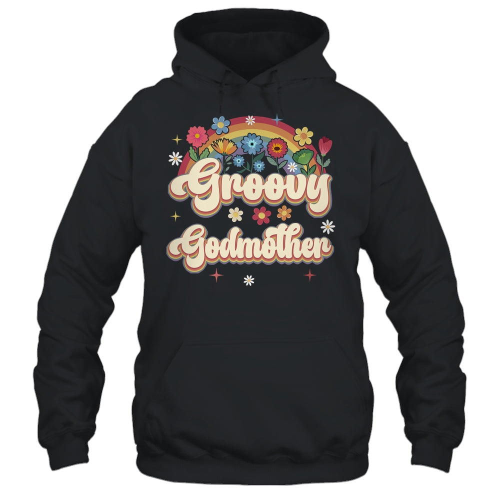 Groovy Godmother Retro Hippie Peace Sign Floral Mothers Day Shirt & Tank Top | teecentury