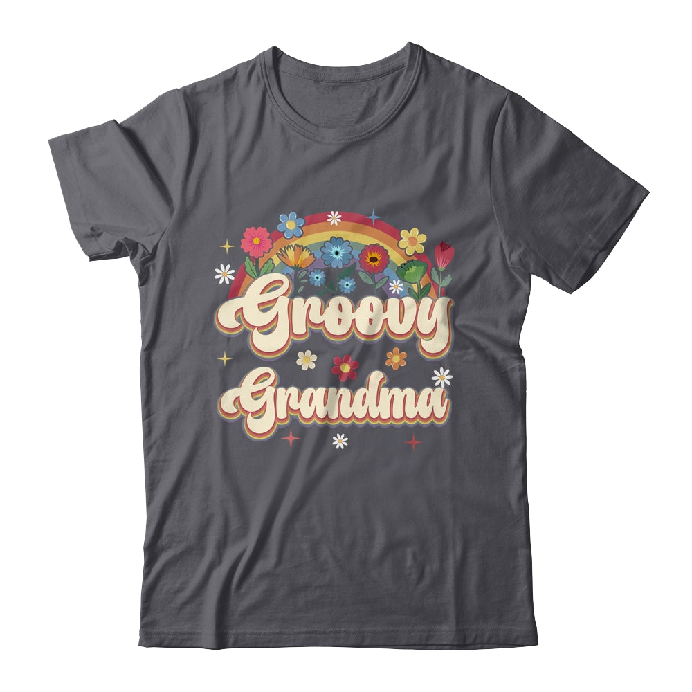 Groovy Grandma Retro Hippie Peace Sign Floral Mothers Day Shirt & Tank Top | teecentury
