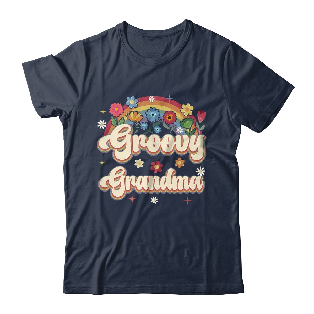 Groovy Grandma Retro Hippie Peace Sign Floral Mothers Day Shirt & Tank Top | teecentury