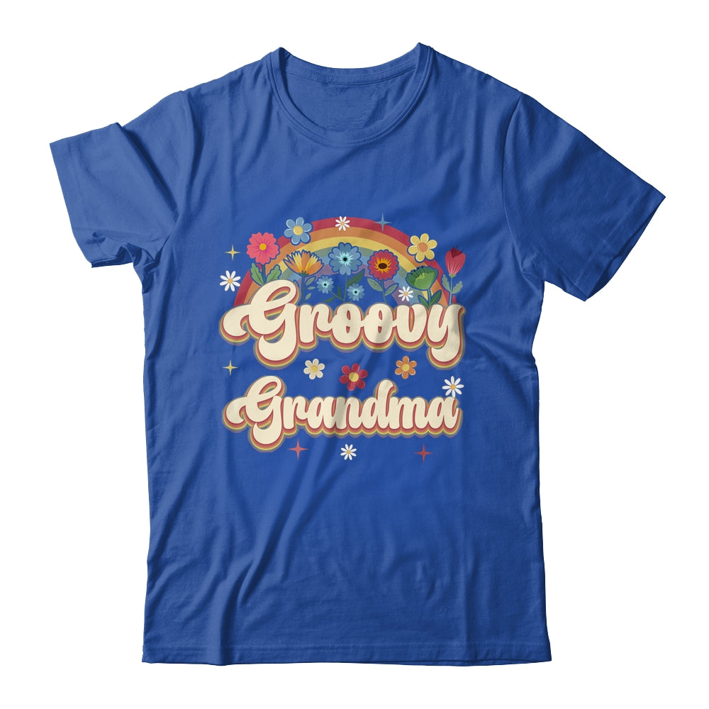 Groovy Grandma Retro Hippie Peace Sign Floral Mothers Day Shirt & Tank Top | teecentury