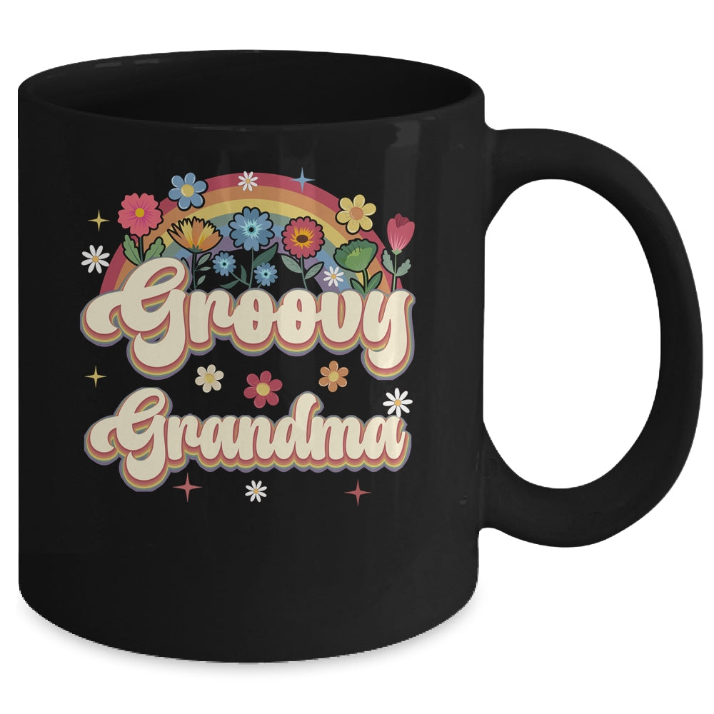 Groovy Grandma Retro Hippie Peace Sign Floral Mothers Day Mug | teecentury