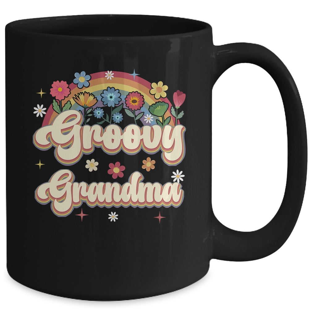 Groovy Grandma Retro Hippie Peace Sign Floral Mothers Day Mug | teecentury