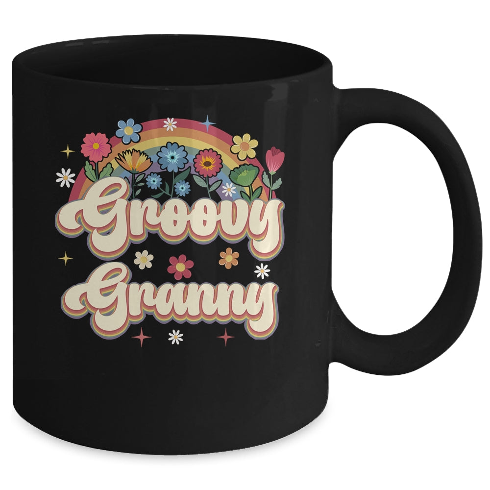 Groovy Granny Retro Hippie Peace Sign Floral Mothers Day Mug | teecentury