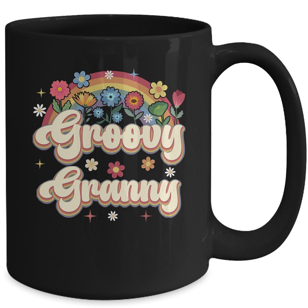 Groovy Granny Retro Hippie Peace Sign Floral Mothers Day Mug | teecentury