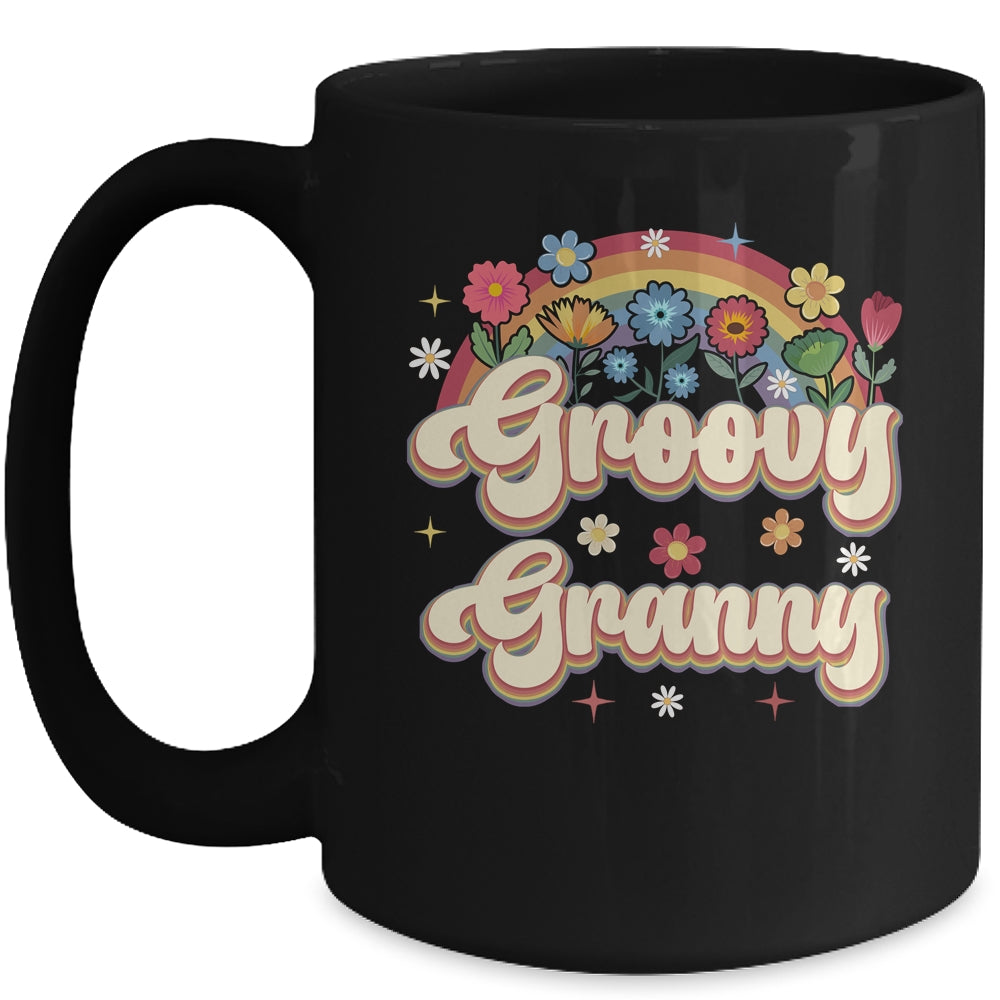 Groovy Granny Retro Hippie Peace Sign Floral Mothers Day Mug | teecentury