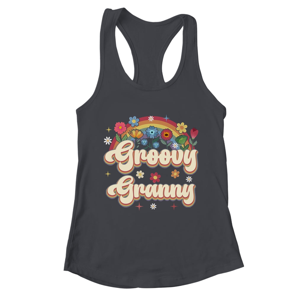 Groovy Granny Retro Hippie Peace Sign Floral Mothers Day Shirt & Tank Top | teecentury