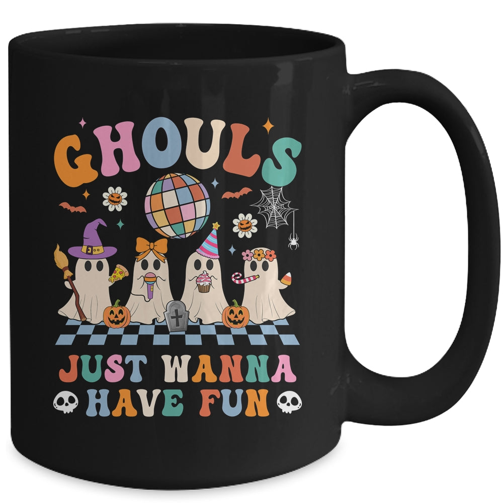 Groovy Halloween Ghouls Just Wanna Have Fun Dancing Ghost Mug | teecentury
