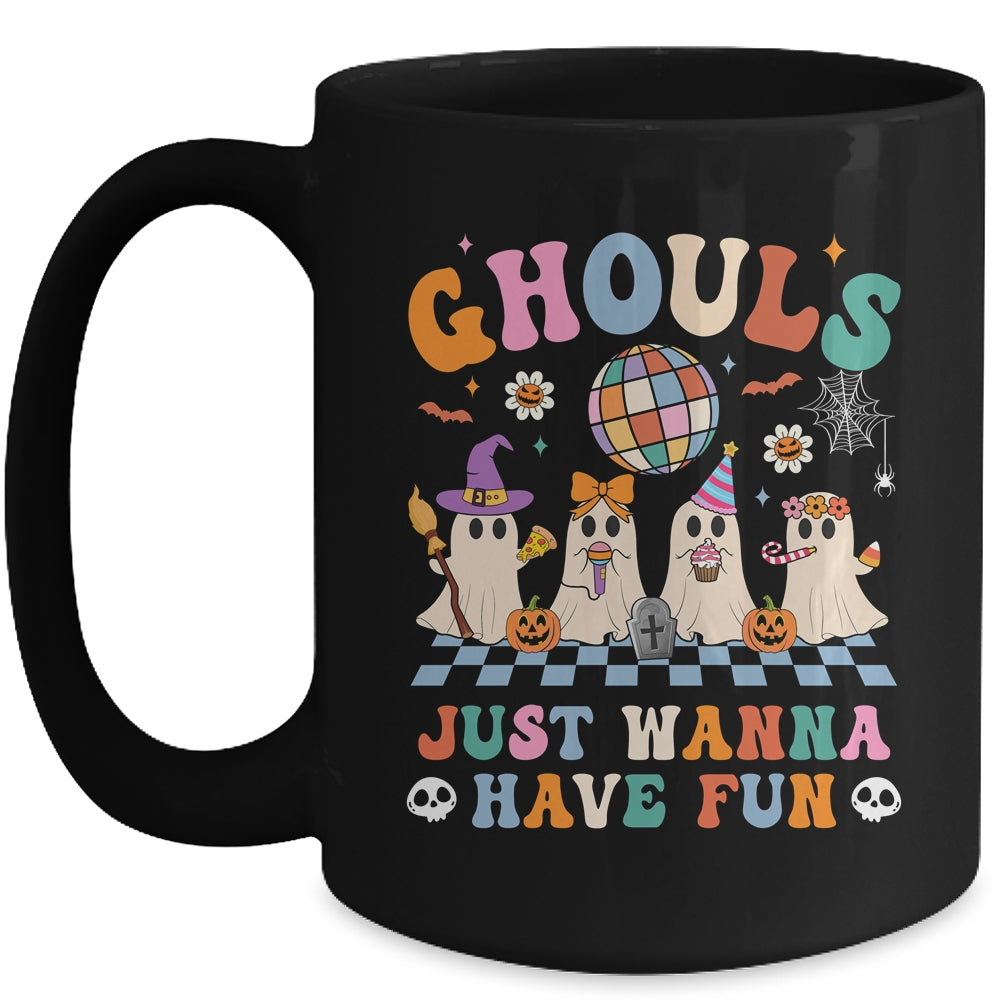 Groovy Halloween Ghouls Just Wanna Have Fun Dancing Ghost Mug | teecentury