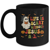 Groovy Halloween Life Is Scary Without Jesus Christian Lover Mug | teecentury